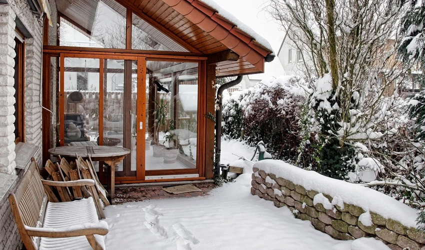 sunroom in the cold winter